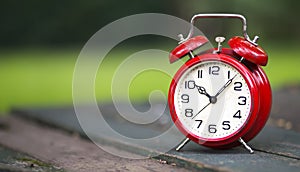 Daylight savings time - banner of a red alarm clock