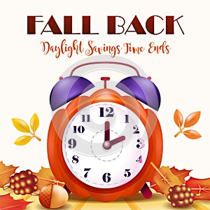 Daylight Savings Time Ends, 3d vector illustration pumpkin shaped clock