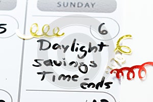 Daylight savings time -ends