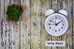 Daylight Savings Time Spring Ahead concept flat lay