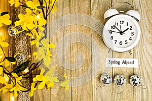 Daylight Savings Time Spring Ahead concept top down view