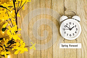 Daylight Savings Time Spring Forward concept top down view