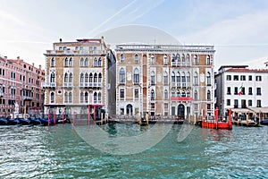 Daylight view from boat to Riva degli Schiavoni waterfront