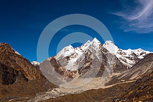 Daylight View of Group of pyramidal Shape Mountain Peaks