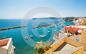 Daylight view of Marina Corricella, Procida Island, Italy