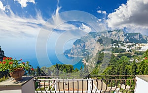 Daylight view of Marina Piccola and Monte Solaro, Capri Island, Italy photo