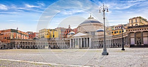 Daylight view of San Francesco di Paola church located at Piazza del Plebiscito in Naples, Italy