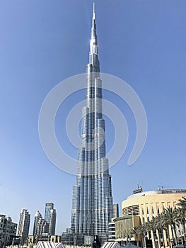 Daylight view to Burj Khalifa tower and a part of city