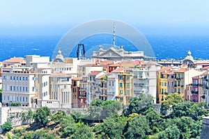 Daylight view to old town with oceanography museum, apartments a