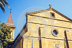 Daylight view to Roman Catholic Church facade