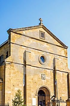 Daylight view to Roman Catholic Church facade