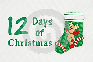 The 12 days of Christmas with a Christmas stocking with a reindeer photo