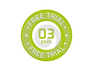 03 Days Free Trial stamp, 03 Days Free trial badges