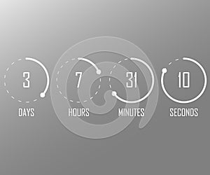 Days hours minutes seconds, icon of timer showing what time is left to beginning of certain event vector illustration isolated on