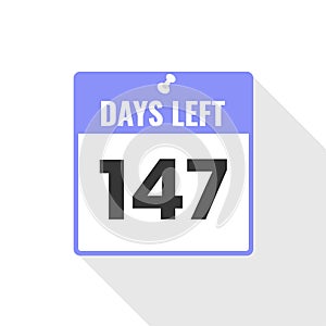 147 Days Left Countdown sales icon. 147 days left to go Promotional banner