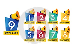 Days timer, coming soon concept. Set of number days left countdown vector illustration template can be use for promotion