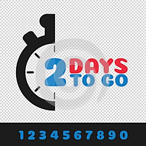 Days To Go Business Concept With Interchangeable Numbers - Vector Illustration Isolated On Transparent Background