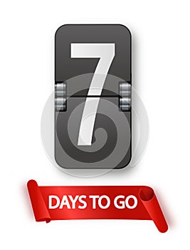 7 days to go icon set. Countdown of days remaining. Offer timer sticker limited to a few days. Vector