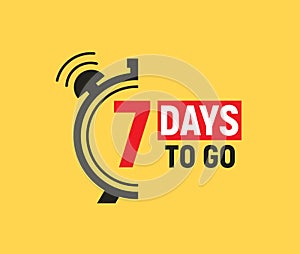 7 days to go last countdown icon. Seven day go sale price offer promo deal timer, 7 days only photo