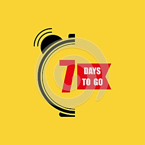 7 days to go last countdown. 7 days only. Seven day go sale price offer promo deal timer. Vector illustration. EPS 10. photo