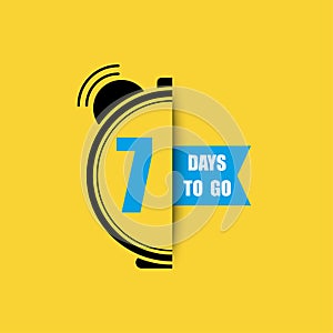 7 days to go last countdown. 7 days only. Seven day go sale price offer promo deal timer. Vector illustration. EPS 10. photo