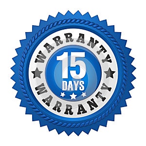 15 Days Warranty Badge Isolated