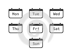 Days of week. Diary planner with from sunday to saturday. Schedule reminder icons. Set of calendar events. Office organizer.