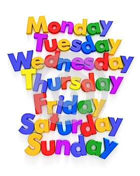 Days of the week in letter magnets photo