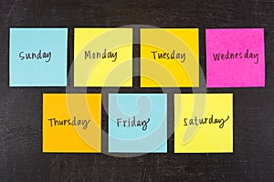 Days of Week Stick Notes