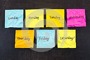 Days of Week Sticky Notes