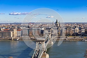 Dayshot at Danube river panoramic city view