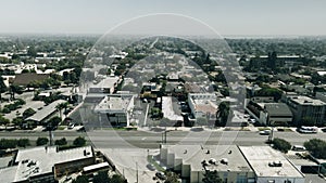 Daytime aerial view of the city of Rowland Heights, California, CA