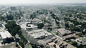 Daytime aerial view of the city of Rowland Heights, California, CA