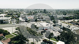 Daytime aerial view of the city of Rowland Heights, California, CA.