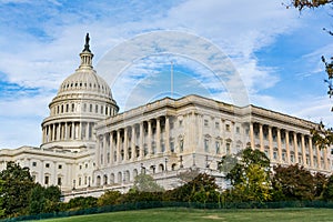 Daytime Landscape US Capitol Building Washington DC Grass Blue S