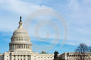 Daytime Landscape US Capitol Building Washington DC Grass Blue S