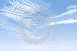 Daytime sky with soft spindrift clouds, vector illustration