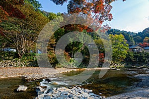 Daytime view of the fall color around Takano River photo