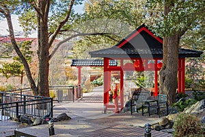 Daytime view of the Japanese garden of Amarillo Botanical Gardens photo