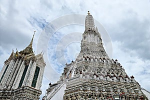 Daytime view of Phra Prang Wat Arun Ratchawararam temple, is a Buddhist temple in Bangkok Yai district of Bangkok, Thailand