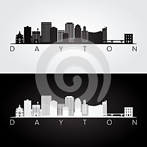 Dayton, OH skyline and landmarks silhouette photo