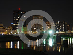 Dayton, Ohio Skyline at Night with River