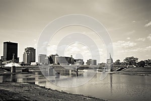 Dayton Riverscape Scene BW