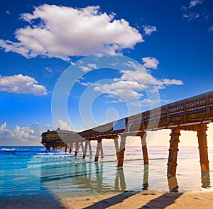 Daytona Beach in Florida with pier USA photo