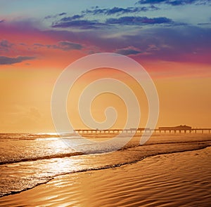 Daytona Beach in Florida with pier USA photo