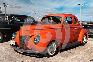 Daytona, Florida / United States - November 24, 2018: 1940 Ford Deluxe Coupe at the Fall 2018 Daytona Turkey Run.