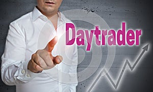 Daytrader touchscreen is operated by man