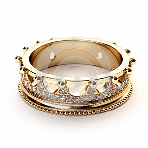 Daz3d Inspired Crown Ring With Diamonds - Uhd Image