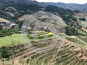 Dazhai country with villages and paddy fields