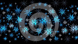 Dazzling Blue Snowflakes on Dark Background Winter Theme